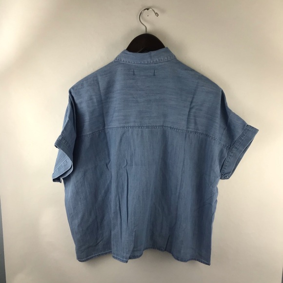 Madewell Denim Short Sleeve Tie Waist Top NWT - Picture 7 of 9